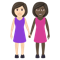 Women Holding Hands- Light Skin Tone- Dark Skin Tone emoji on Emojione